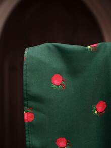 Al Najma Đầm maxi dài tay cổ tròn in hoa, viền ruy băng dành cho nữ, kiểu truyền thống Ả Rập. - màu xanh lá - Xem 8