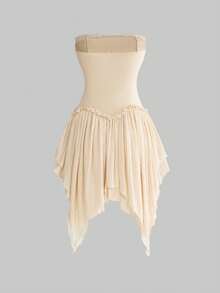 ROMWE 性感褶皱蝴蝶结不对称下摆迷你连衣裙（女款） - 彩色 - 查看 5