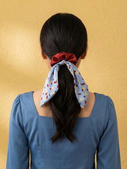 Joivida 1/2/3 chiếc dây buộc tóc nơ in họa tiết phối màu kiểu Hàn Quốc thanh lịch, dây buộc tóc thời trang sang trọng, cá tính, dễ phối đồ.