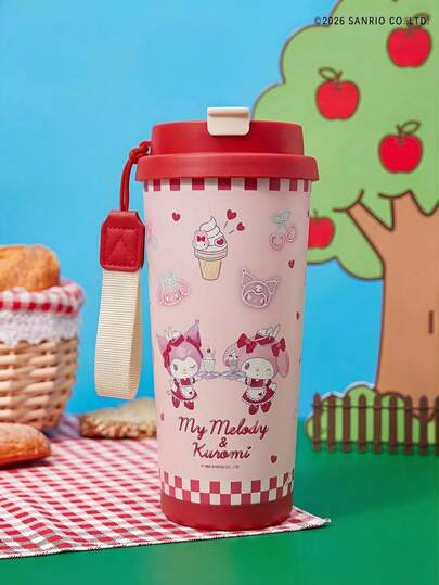 HELLO KITTY AND FRIENDS | Joivida 17.2盎司保温咖啡杯/水瓶，带提手，真空隔热不锈钢材质，防漏盖，适用于冷热饮，适用于大多数车载杯架。