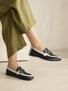 MOTF PREMIUM Giày bệt mũi vuông thoải mái dành cho nữ, thích hợp cho kỳ nghỉ Tết Dương lịch, mùa xuân, lễ Phục sinh và Giáng sinh. - Đen và trắng - Xem 6