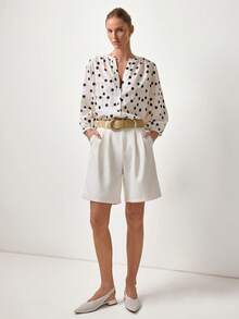 Briarwyn Áo khoác cardigan nữ thời trang thường ngày cài cúc chấm bi - trắng - Xem 6