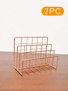 1/2PCS Metal Wire Desktop Mail Organizer Sturdy Holder For Letters Mail Books Postcards Brochures Documents Office Supplies Desk Storage Rack File Sorter - Three-compartment Envelope Holder - View 8