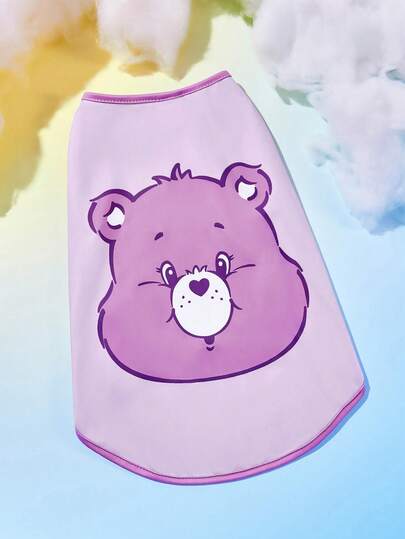 SHEIN X Care Bears 1 件卡通图案印花宠物背心，猫咪衣服，狗狗衣服，尺码 XXS-XXXXL，特小号，特大号，分享熊，欢呼熊。