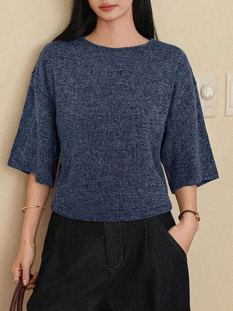 Women's Solid Color Round Neck Casual Versatile Daily Wear Short Sleeve T-Shirt