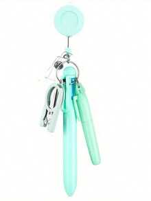 1 件马卡龙护士笔套装，配有可伸缩卷轴、易伸缩扣和徽章夹 - 包括 5 支彩色笔、笔芯和笔盒 - 由塑料材料制成，适用于教师、医生、护士、办公室、学校或促销用途学校用品、返校 - 均碼 - 查看 16