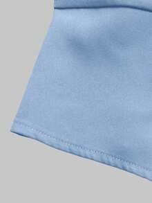 Qadelle Solid Color V-Neck Sleeveless Front Button Minimalist Fashion Vest - Baby Blue - View 3
