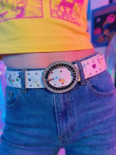 Joivida 1Pc Heavy-Duty Embellished Cute Pattern Belt Sweet & Edgy Y2K Style Dopamine Fashion Accessory