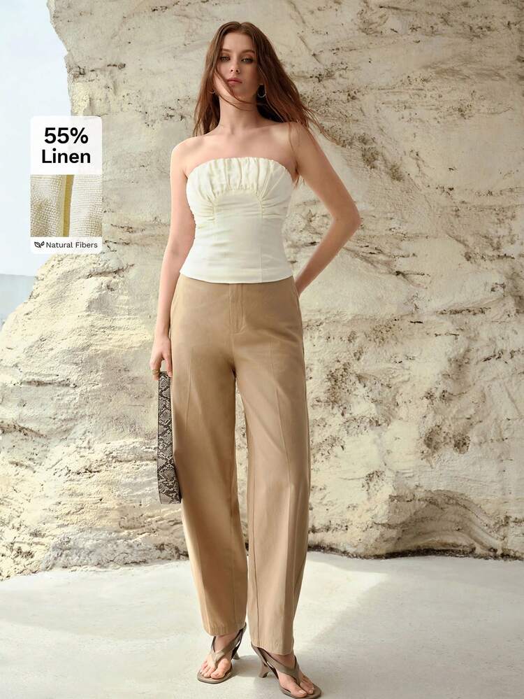 FASHIONABLE LINEN BLEND TUBE TOP FOR SPRING/SUMMER