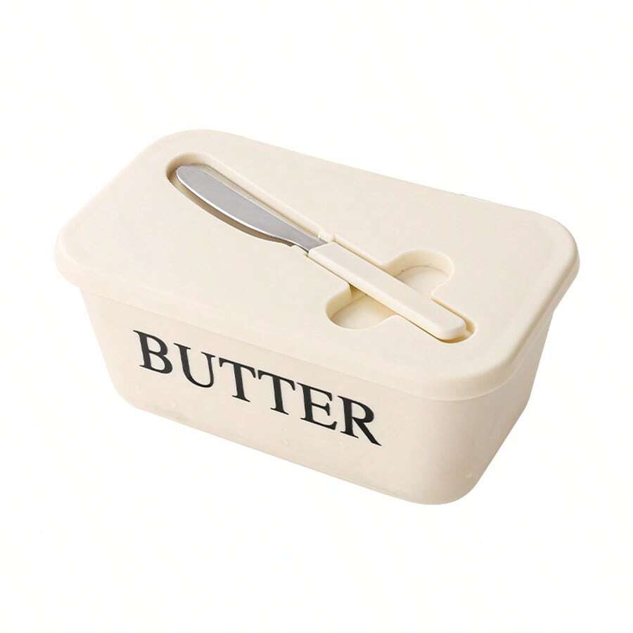 1 Piece Plastic Butter Dish With Butter Knife Butter Storage Container With Lid, Perfect For Baking Or Gift In The Kitchen. - Multicolor - View 1