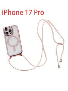 Luxury Crossbody Necklace Lanyard With Electroplated Transparent Phone Case, Compatible With IPhone 17, Air 16, E, 16, 15, 14, 13, 12, Pro Max, And 11. Glossy Magnetic Wireless Charging Protective Case. - Pink - View 23