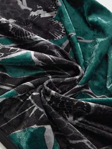 ROMWE Goth Đầm dài kiểu Trung Quốc mới, họa tiết rắn và bướm, chất liệu nhung, dành cho nữ. - Màu xanh lá cây đậm - Xem 11