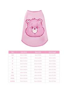 SHEIN X Care Bears 1 Buah Rompi Hewan Peliharaan Bermotif Kartun, Pakaian Kucing, Pakaian Anjing, Ukuran XXS-XXXXL, Ekstra Kecil, Ekstra Besar, Share Bear, Cheer Bear. - Berwarna merah muda - View 7