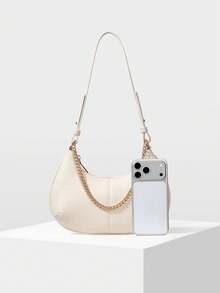 MOTF BOLSO DE HOMBRO PARA MUJER MARRÓN RETRO, DECORACIÓN EXQUISITA CON CADENA - Beis - Ver 4