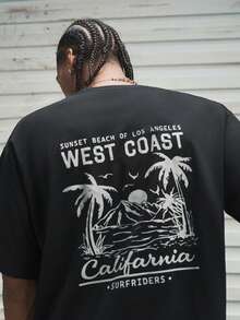 Modcrash SU ER 男士时尚印花宽松短袖T恤 | 精致设计 | 夏季必备 | 易于搭配，展现您的风格 - 黑色 - 查看 3