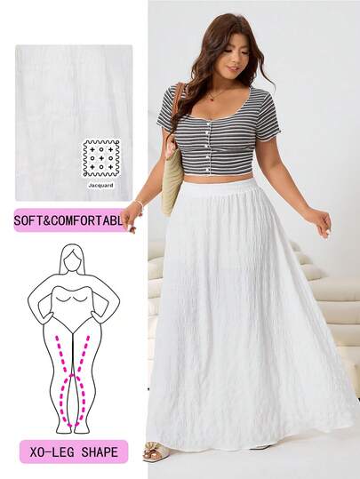 Solflare Chân váy thường ngày đa năng mùa Xuân/Hè mới, phù hợp cho mặc hàng ngày, dự tiệc, đi làm, đám cưới, lễ hội âm nhạc, đi học, kỳ nghỉ, thời trang đường phố, dạo phố, nhiều dịp khác nhau, có thể mặc riêng hoặc phối lớp, cạp chun, vải dệt họa tiết, dáng xòe, màu trắng, cỡ lớn.