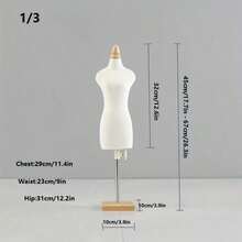 1 pièce Mini mannequin de forme humaine à base carrée pour la couture, accessoire de présentation de vêtements et d'enseignement. - Beige - View 4