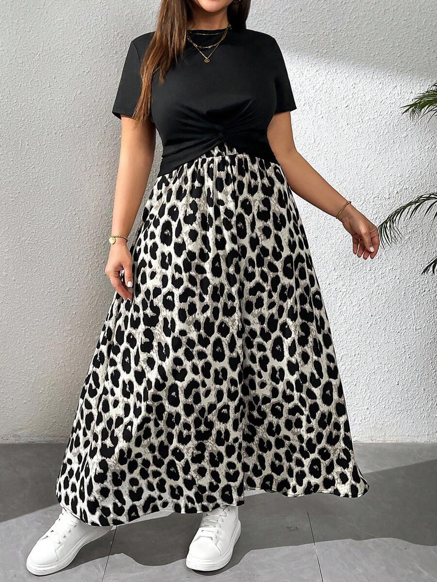 SHEIN Essnce 大码女装度假装、沙滩装、女士两件套、姐妹装、夏季女装、沙滩装、春假太阳裙、春假连衣裙 - 灰色 - 查看 1