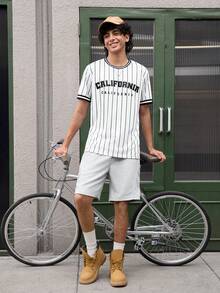 Open Phase Classic Striped Men's Fashion T-Shirt: California Cool Style Round Neck Short Sleeve , Retro American, Unisex, Relaxed Fit Summer Outfits – Suitable For Everyday Wear And Summer Holiday Outfits. - Black - View 6
