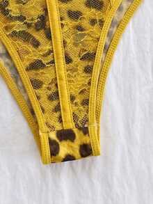 Soleia 豹纹蕾丝边抹胸吊带背心，性感度假、派对、约会、情人节、下午茶穿着 - 黃色 - 查看 5