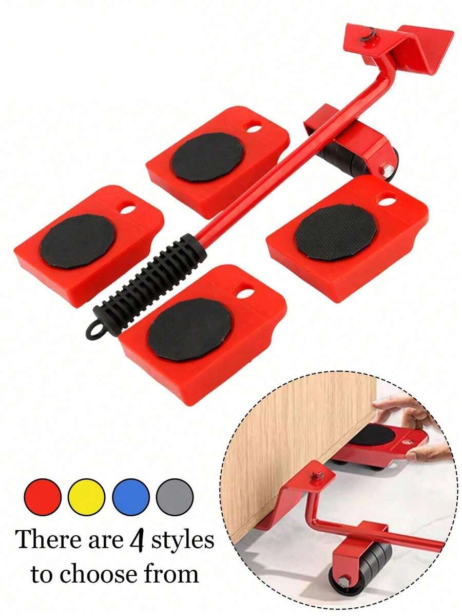 2/5pcs Heavy Duty Furniture Moving Tool Kit - Scratch-Resistant Floor Sliders For Wood/Tile/Carpet | Professional Sofa/Vanity/Refrigerator Moving System | Essential For Apartment Relocation, Dorm Setup & Home Renovation | Ergonomic Lever-Style Lifter, Ideal For Solo Movers, Elderly & Home Improvement