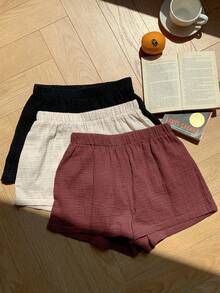 Comfortcana Bộ 3 quần short nữ thời trang mới, nhiều màu sắc, màu nâu cà phê - Cà phê nâu - Xem 3