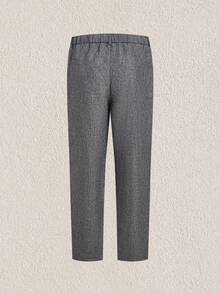 Mercer Haus 男士深灰色锥形商务裤，梭织面料，拉链设计，男士长裤，男士灰色正装裤，男士修身裤，男士夏季裤，适合在夏威夷享受夏季热带假期。 - 深灰色 - 查看 2