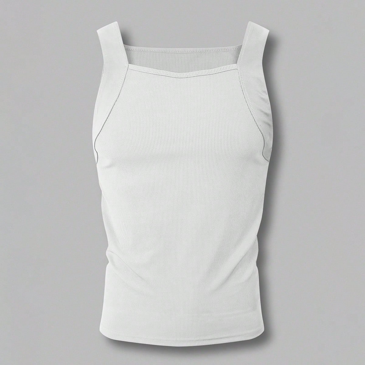 Camiseta de tirantes lisa y acanalada de ajuste slim casual para hombre