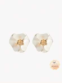 Opalesca Bông tai hoa kim loại Design Sense, Cao cấp/Sang trọng/Đẳng cấp/Đeo hàng ngày/Tối giản, Ngọc trai/Pha lê, Dành cho Mẹ/Phụ nữ/Cô gái/Mẹ, Mùa hè/Bãi biển/Dạ hội/Tiệc tùng/Kỳ nghỉ/Du lịch, Đính hôn/Đám cưới/Lời hứa, Cô dâu, Hình trái tim/Hoa, Phong cách cổ tích/Nàng tiên cá - trắng - Xem 2