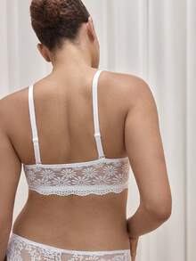 Bralution 1pc Women's White Lace Strapless Lingerie Bra With Underwire, Front Closure, Push Up - White - View 7