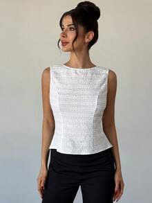 RiviMae 女士露背系带圆领无袖上衣 - 白色 - 查看 4