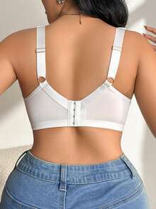 DesireSculpt 1pc Plus Size Wireless Bra - White - View 2