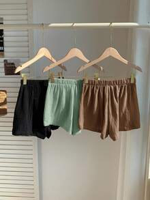 Comfortcana 3 chiếc quần short vải lanh nhiều màu sắc thời trang mới dành cho nữ - Nhiều màu - Xem 2