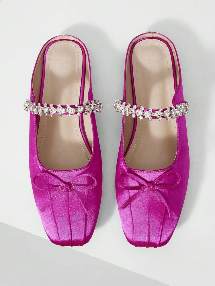 MARY JANE FLATS WITH SQUARE TOE AND RHINESTONE DETAIL FOR CHRISTMAS