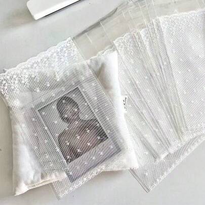 100个蕾丝印花包装袋，花卉图案糖果饼干礼品袋，DIY自粘袋，婚礼生日派对用品