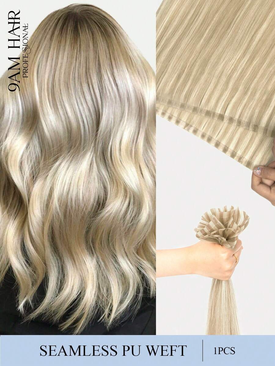 Extensiones de cabello humano con cinta de PU, sin pegamento, cinta adhesiva, piel sintética de PU sin costuras, 40G-50G, para cabello fino, con clips, cintas y micro enlaces cosidos previamente sellados - S18A-613 - Ver 1