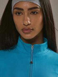 Musera Sport Áo khoác BBL không đường may, vạt lửng, khóa kéo, chỉ có áo trên, đồ thể thao năng động, tập gym, yoga, pilates, thể dục, thường ngày. - Màu xanh ngọc - Xem 2