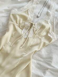 Elamini Đầm mini dáng chữ A không tay, cổ chữ V sâu, hở lưng, màu hồng thời trang, thích hợp cho nữ đi làm vào đầu xuân, thu và đông, phù hợp cho kỳ nghỉ, ngày Valentine và buổi hẹn hò. - Màu be - Xem 5