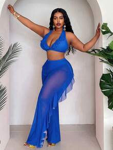 Conjunto de traje de baño para de talla (3 piezas) - Azul - Ver 6