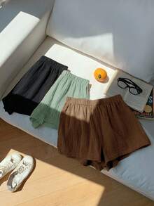 Comfortcana 3 chiếc quần short vải lanh nhiều màu sắc thời trang mới dành cho nữ - Nhiều màu - Xem 6