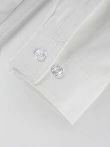 Manfinity Bizformal Camisa casual de manga larga con botones de unicolor para hombre - Blanco - Ver 5