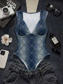 Women's Studded Sweetheart Neck Sexy Sleeveless Bodysuit - Multicolor - View 1