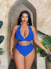 Conjunto de traje de baño para de talla (3 piezas) - Azul - Ver 4