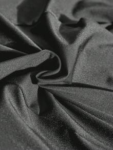SHEIN PETITE Pantalones acampanados de cintura alta con envolvente de unicolor - Gris Oscuro - Ver 11