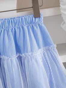 2件套女童（小号）条纹拼接背心上衣、字母印花白色吊带背心和条纹迷你裙 - 彩色 - 查看 6