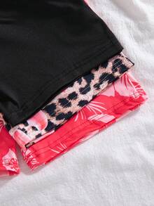 SHEIN Playful Pals 3件套女童夏季新款2025碎花纯色连体衣，简约时尚度假风 - 彩色 - 查看 5