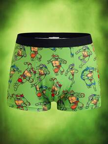 TEENAGE MUTANT NINJA TURTLES | SHEIN 男童卡通印花休闲舒适平角内裤 - 綠色 - 查看 5