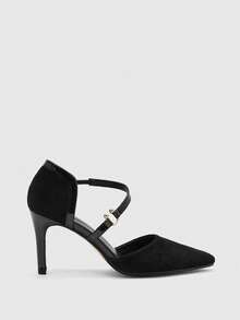 CUCCOO BIZCHIC Women's Pointed Toe Buckle Design Fashionable High Heels For Daily Wear - Black - View 2