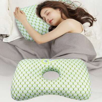 Filled Ear-Piercing Pillow, Breathable And Ergonomically Designed, With Ear Holes, Portable And Comfortable.