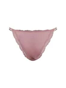 Ocili 3条装舒适简约100%纯棉蕾丝边弹力腰女士内裤，时尚秋季款 - 紫色 - 查看 10